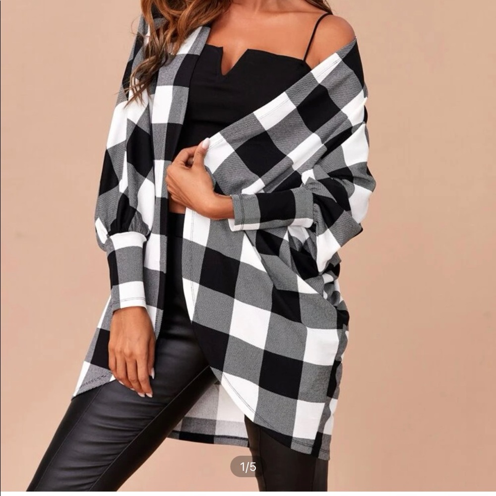 Dolman Sleeve Buffalo Plaid Cardigan